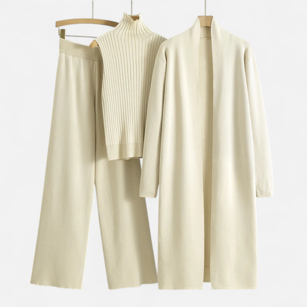 Elegantes 3-teiliges Strick-Cardigan Set für Damen