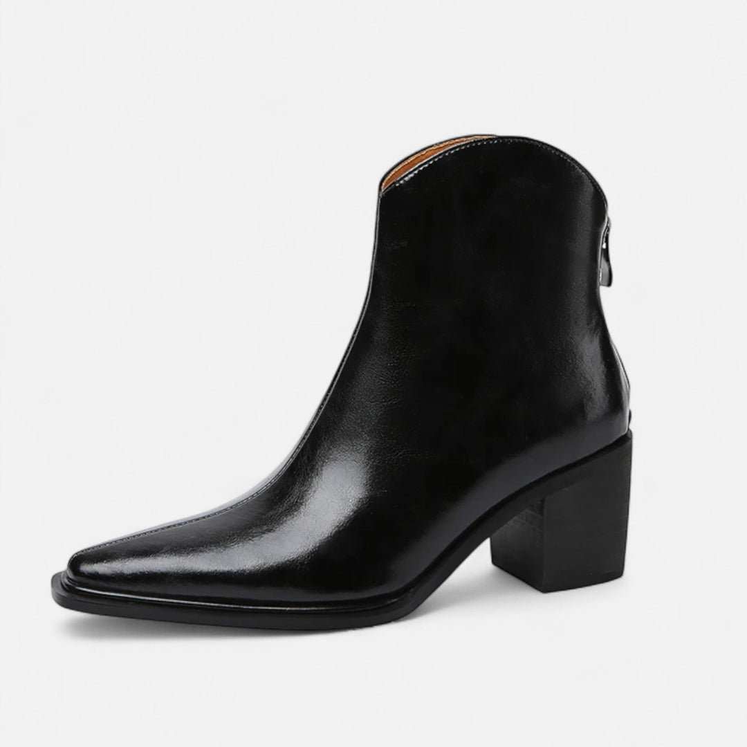Elegante Spitze Damen Stiefeletten mit Absatz aus PU-Leder
