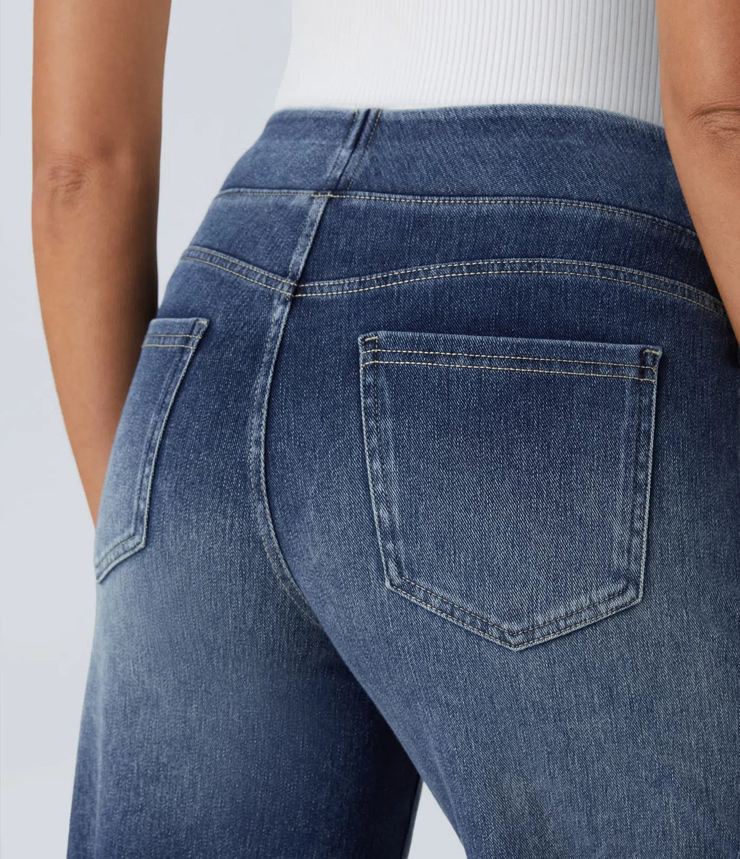 Elastische Jeans Hose mit hoher Taille für Damen
