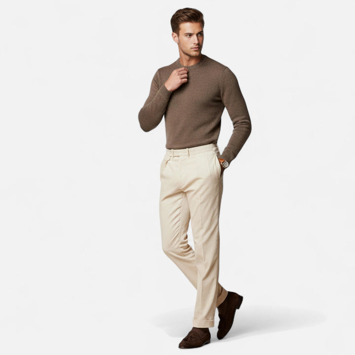 Elegante Herren Baumwoll-Mix Hose in Weiß - Tailored Fit
