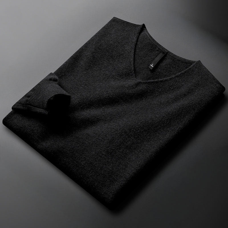 Luxuriöser V-Ausschnitt Pullover Herren Premium Strick
