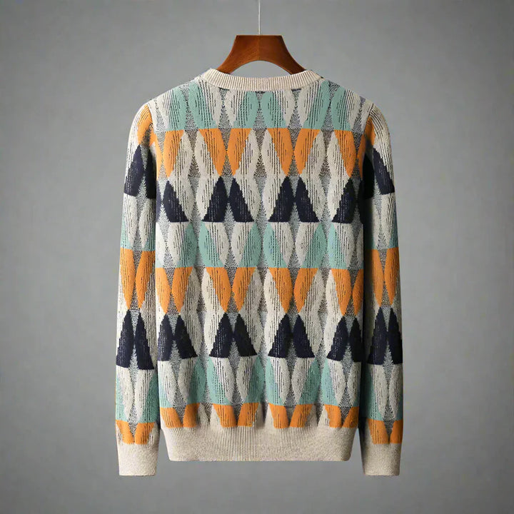 Herren Struktur-Pullover mit geometrischen Linien - Leichter Strick