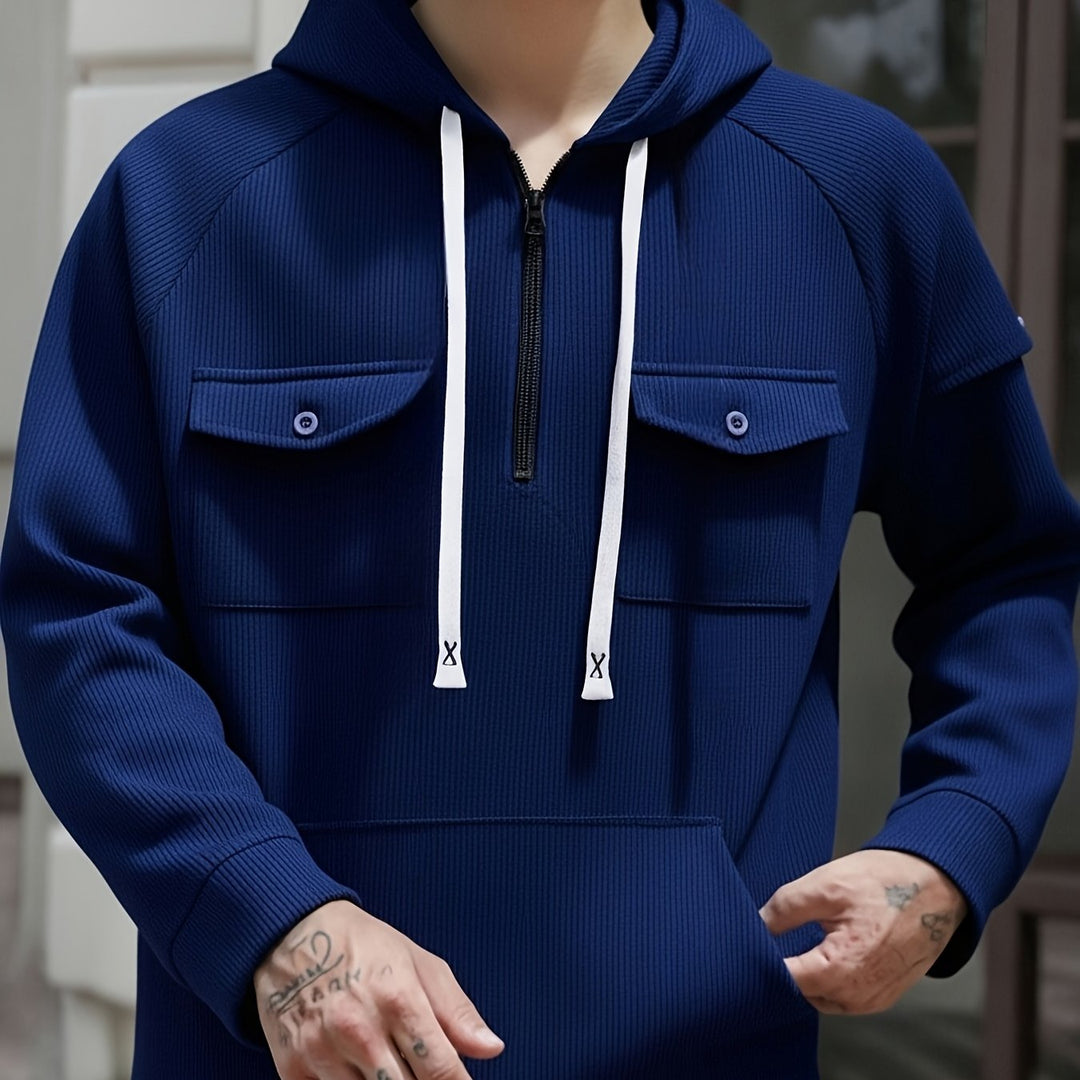 Herren Hoodie mit Quarter-Zip und Brusttaschen