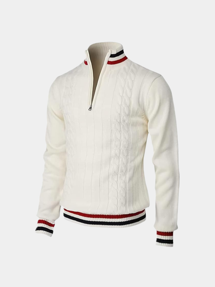 Herren Pullover mit Reißverschluss und Rollkragen - Eleganter Half-Zip Sweater