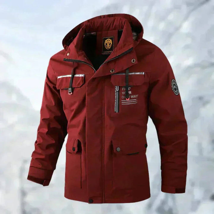 Warme Gefütterte Herren Winterjacke mit Kapuze