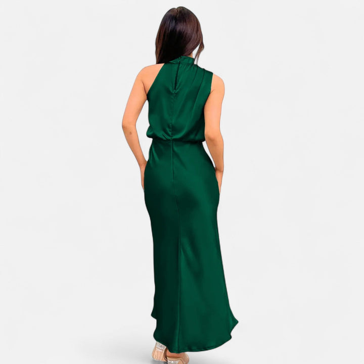 Elegantes ärmelloses langes Satin-Kleid für Damen