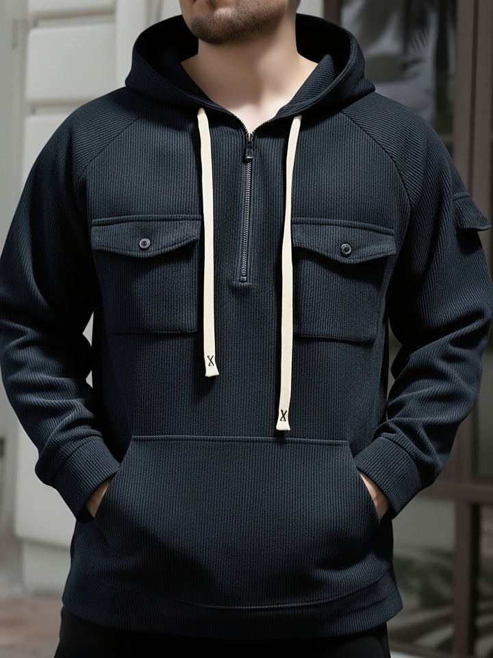 Herren Hoodie mit Quarter-Zip und Brusttaschen