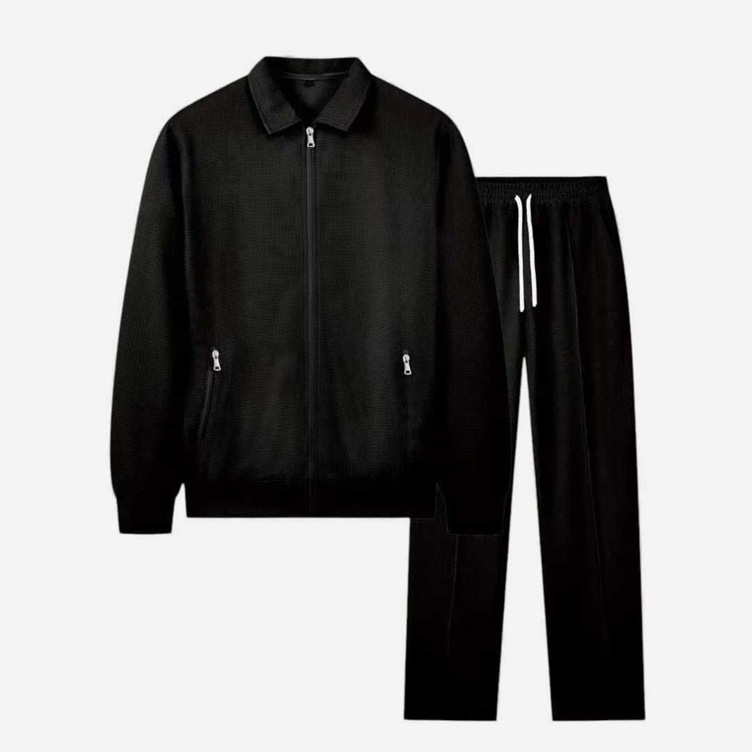 Zweiteiliges Waffel-Strick Herren Freizeitoutfit