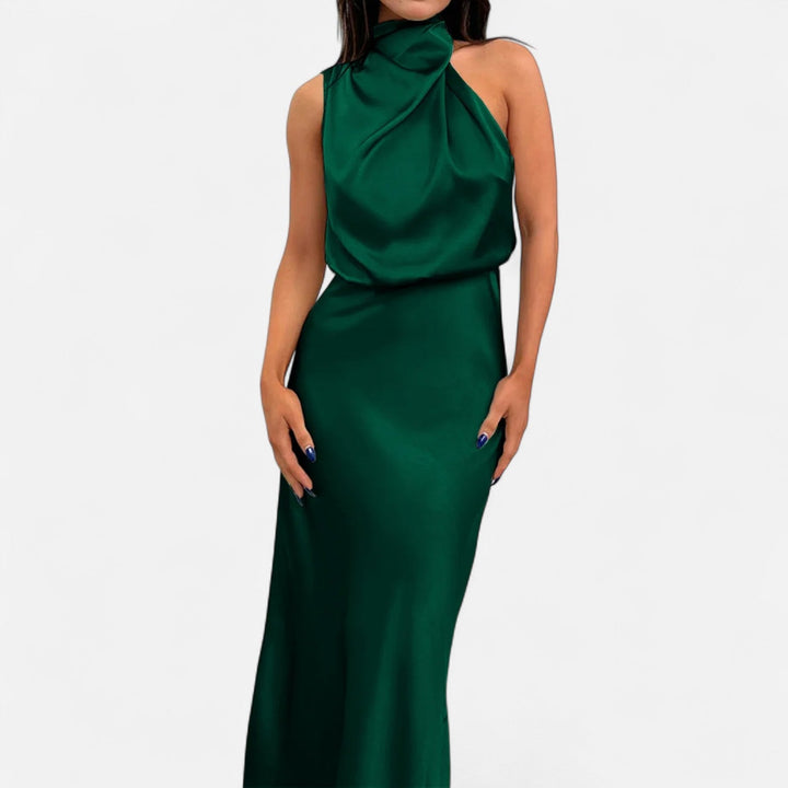 Elegantes ärmelloses langes Satin-Kleid für Damen