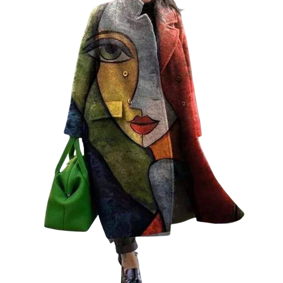 Eleganter Oversize Damen Mantel mit künstlerischen Mustern