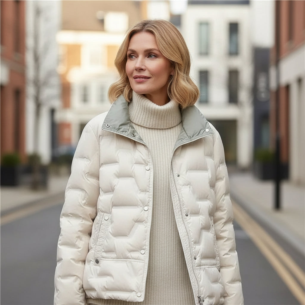 Leichte Gesteppte Daunenjacke mit Stehkragen für Damen