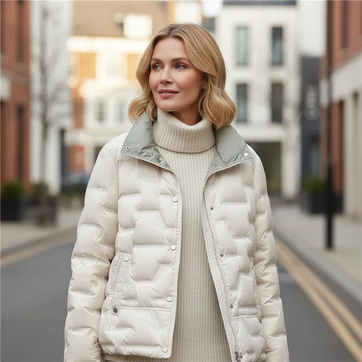 Leichte Gesteppte Daunenjacke mit Stehkragen für Damen