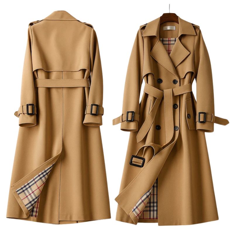 Klassischer Damen Trenchcoat - Elegante Übergangsjacke mit Gürtel