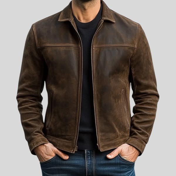 Premium Lederjacke mit Reißverschluss Herren