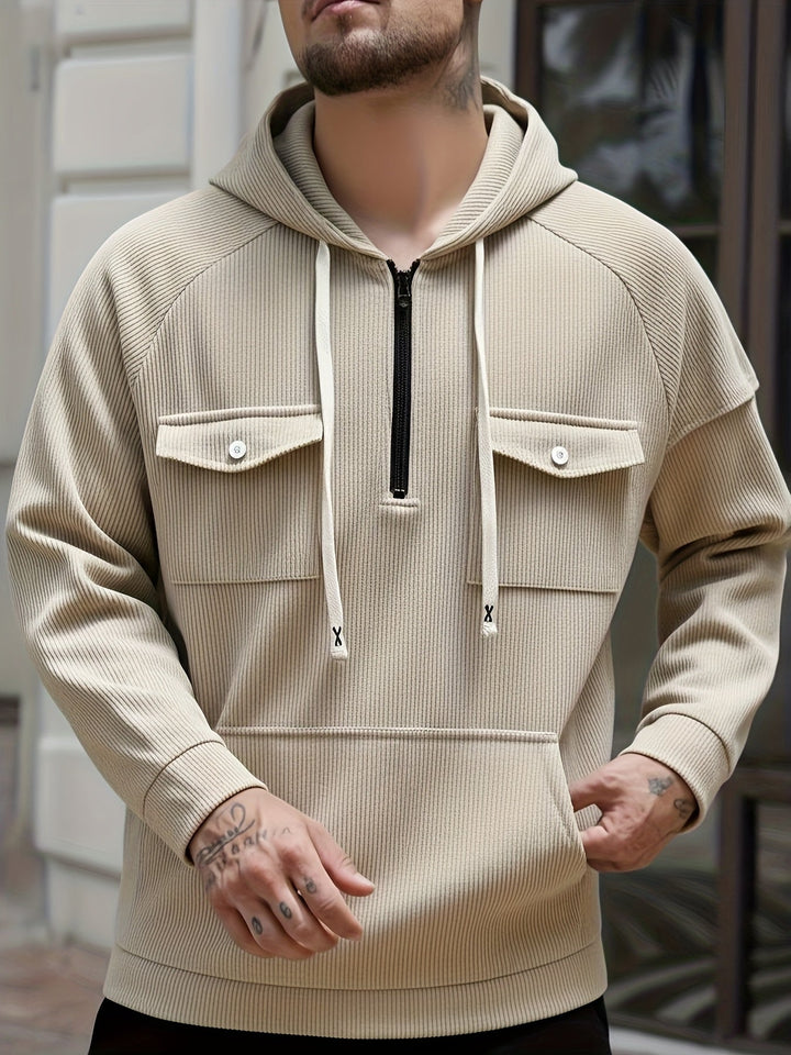 Herren Hoodie mit Quarter-Zip und Brusttaschen