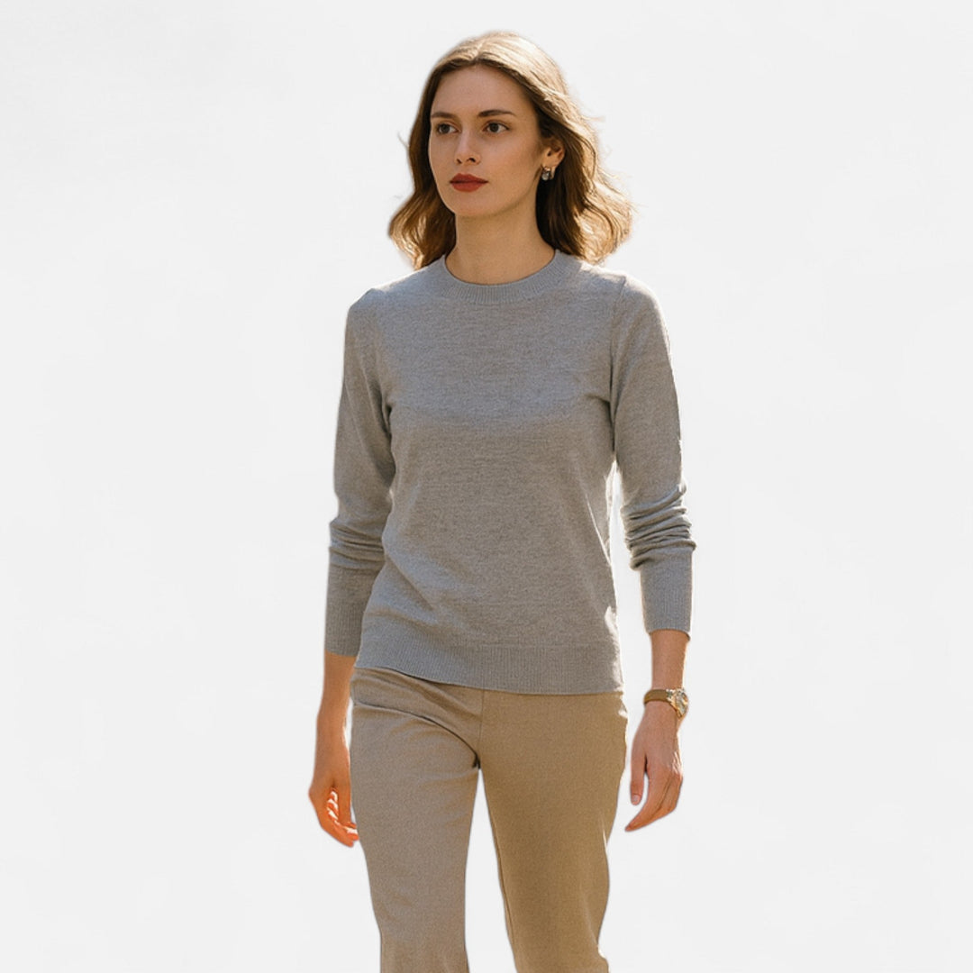 Leichter Merino-Wolle Rundhals Pullover für Damen