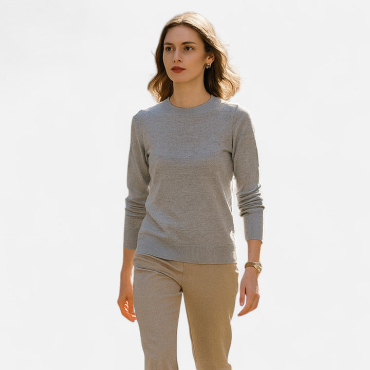 Leichter Merino-Wolle Rundhals Pullover für Damen