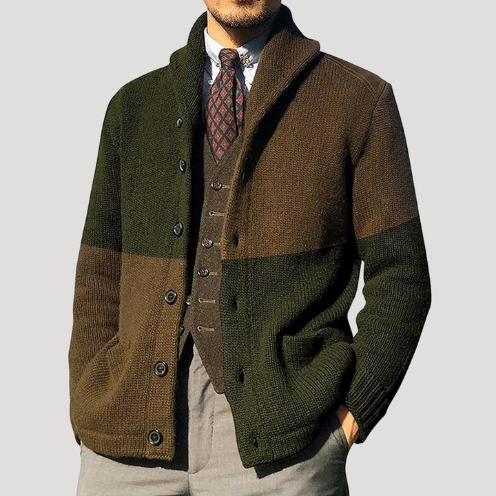 Herren Woll-Strickjacke mit Schalkragen - Elegante Coatigan Winter-Jacke