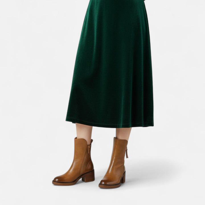 Elegante Damen Flache Stiefel mit Rundzehen