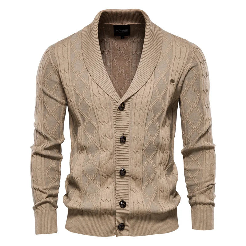Herren Strickcardigan mit Schalkragen - Weiche Baumwolle und eleganter Schnitt