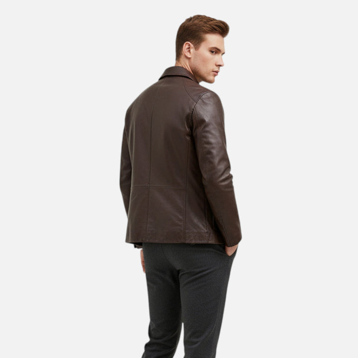 Elegante PU-Leder Herren Jacke mit Stehkragen