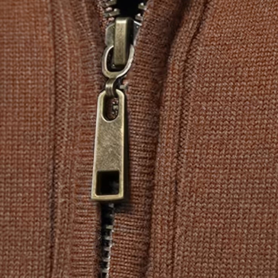 Warmer Minimalistischer Herren Strickpullover mit Reißverschluss
