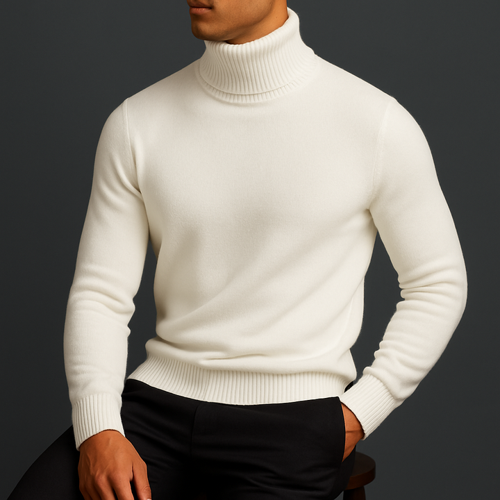 Herren Rollkragen-Pullover aus Merinowolle - Premium Qualität mit Rippdetails