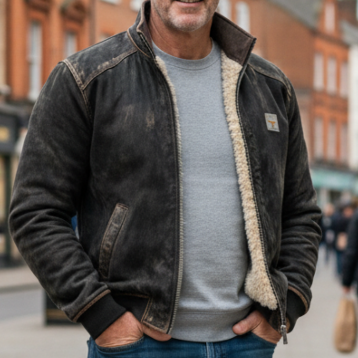 Warme Herren Vintage Lederjacke mit flauschigem Futter - Weich und Elegant