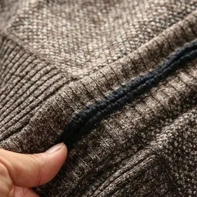 Karierte Strick-Jacke mit Futter für Herren