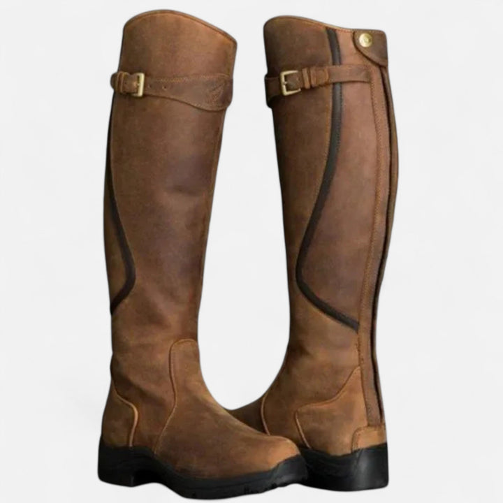 Elegante Damen Kniehohe Stiefel mit Absatz - PU Leder