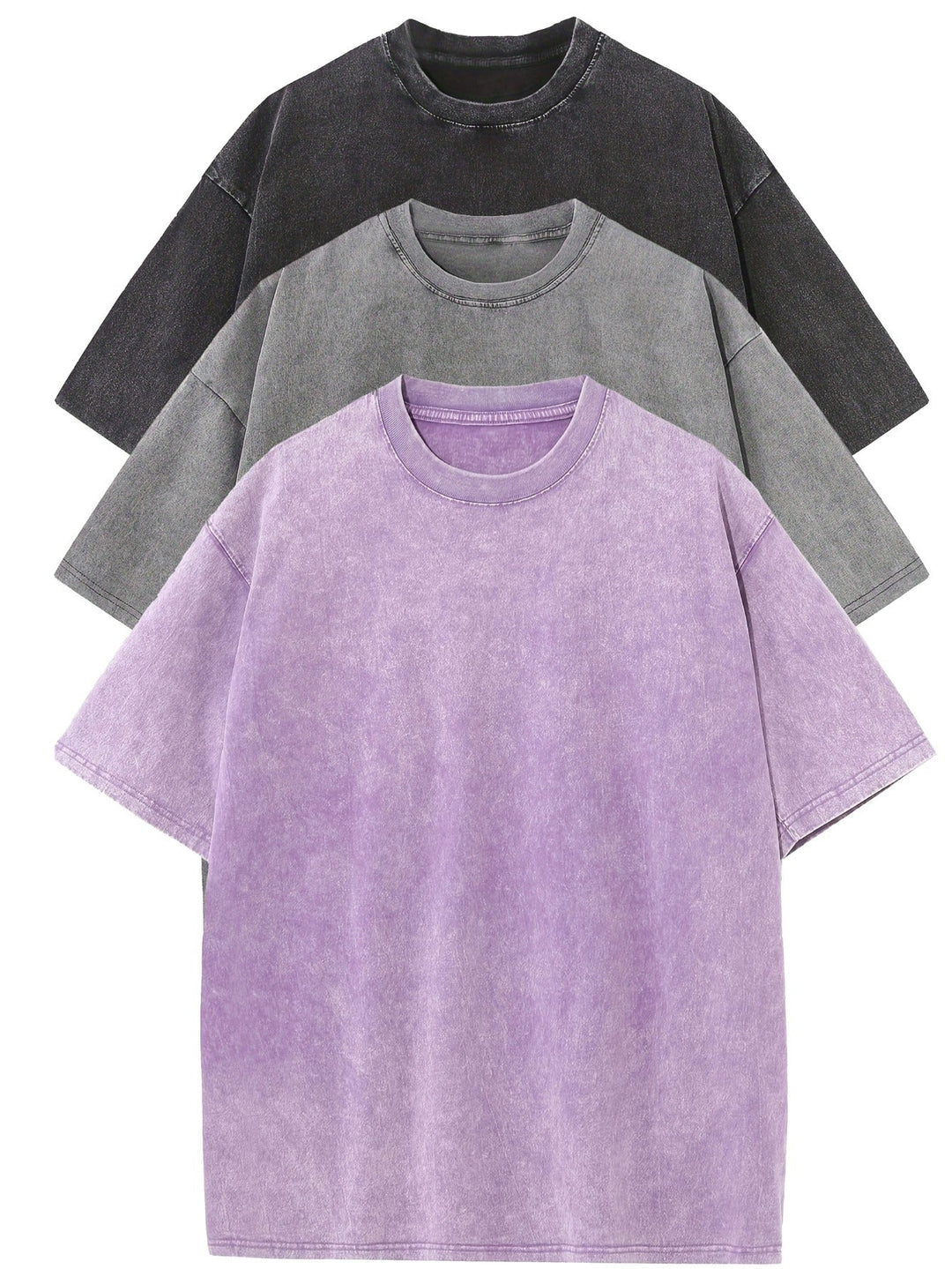Oversized Baumwoll Basic Herren T-Shirt Set 3-teilig