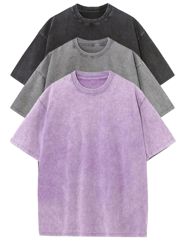 Oversized Baumwoll Basic Herren T-Shirt Set 3-teilig