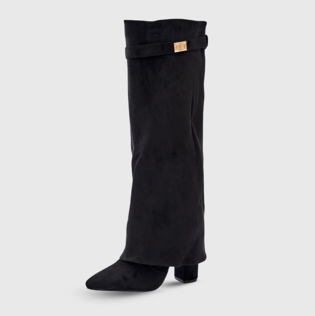 Elegante Suède Stiefel mit Blockabsatz für Damen