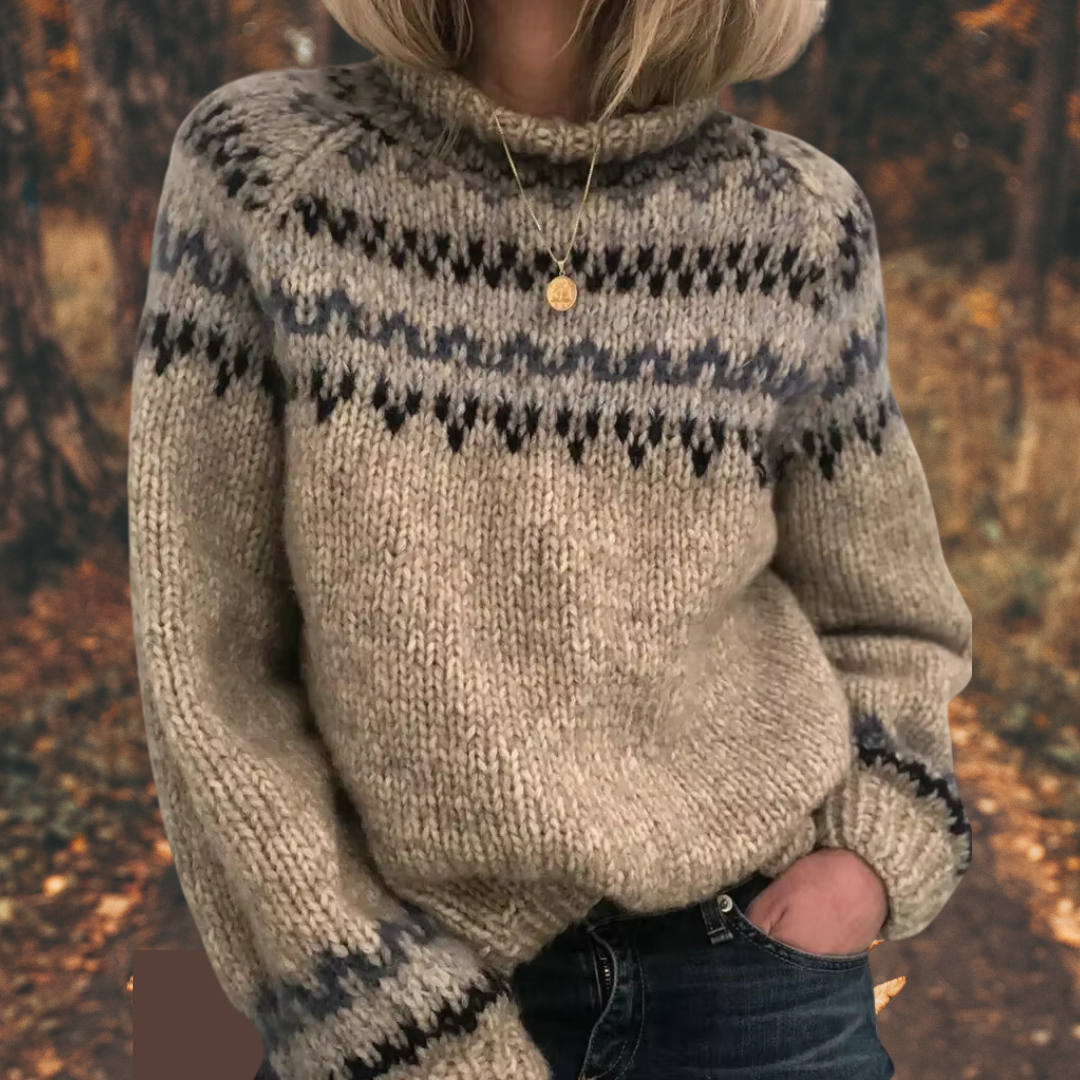 Warmer Nordischer-Strick Pullover für Damen