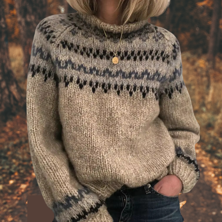 Warmer Nordischer-Strick Pullover für Damen
