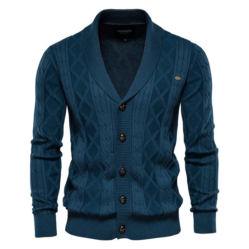 Herren Strickcardigan mit Schalkragen - Weiche Baumwolle und eleganter Schnitt