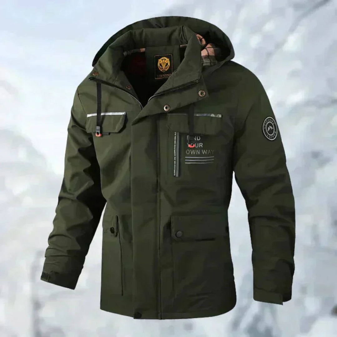 Warme Gefütterte Herren Winterjacke mit Kapuze