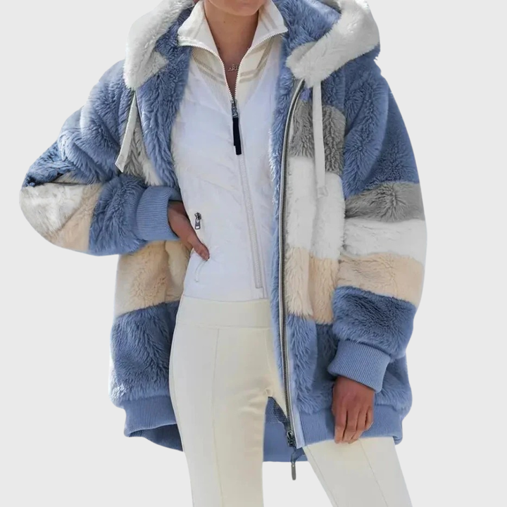 Warme Fleece Winterjacke für Damen mit Kapuze