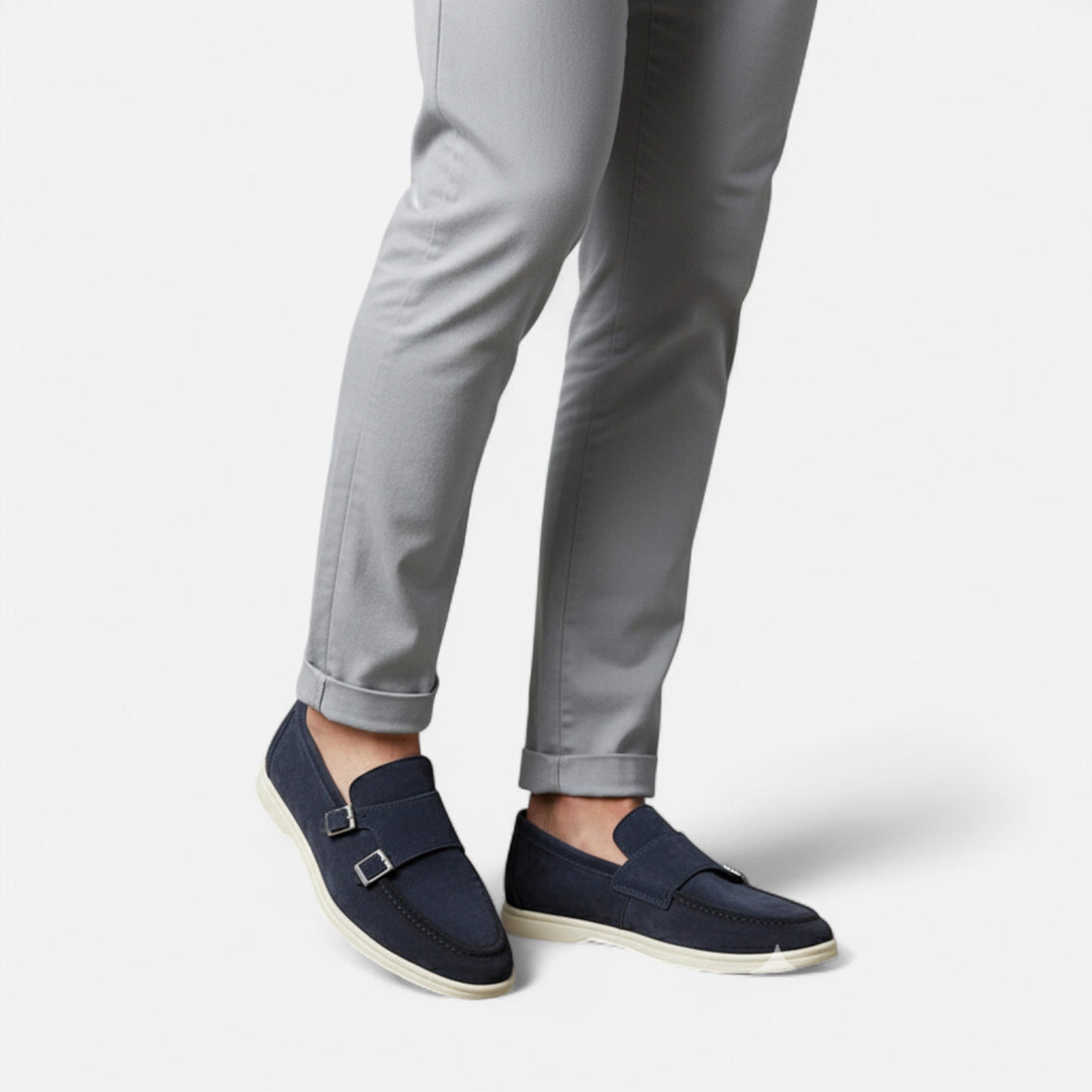 Elegante Wildleder Herren Monk-Strap Loafer - Slip-On Komfort