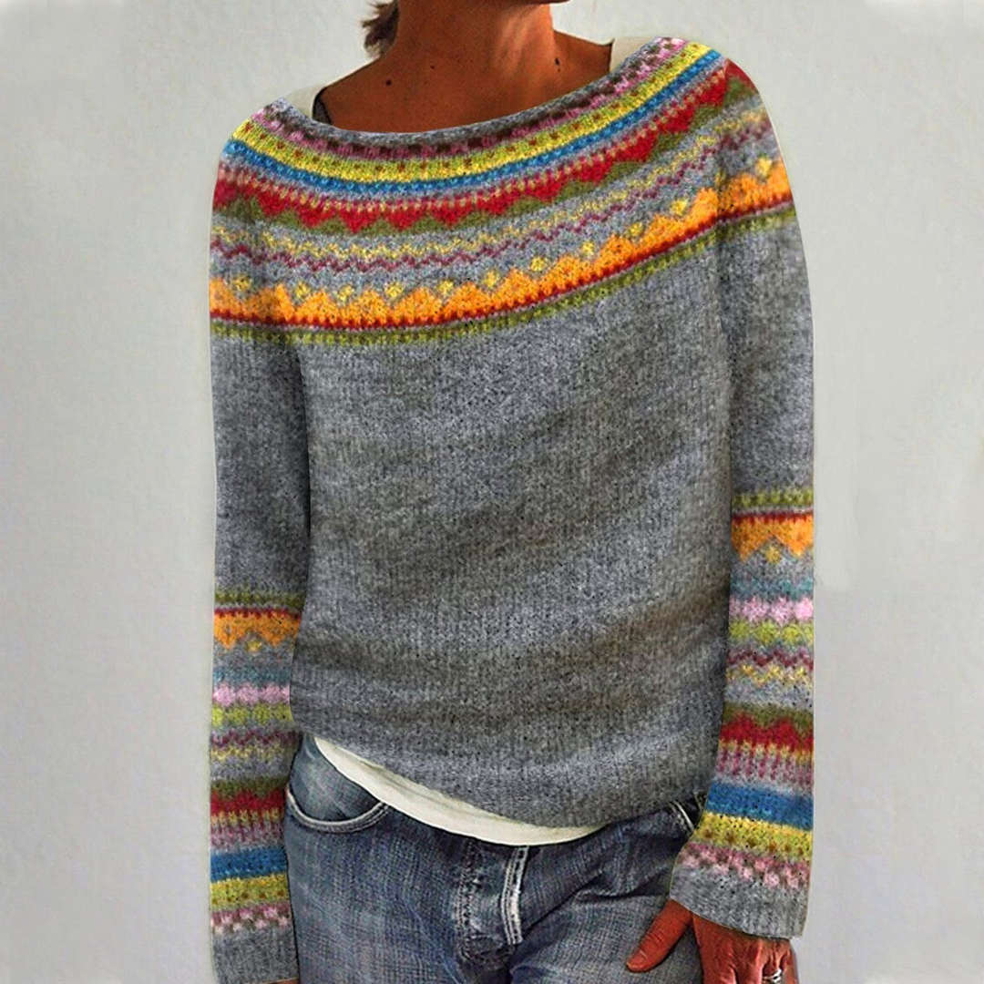 Warmer Damen Strickpullover mit Rundhalsausschnitt - Langarm Pullover für Herbst und Winter