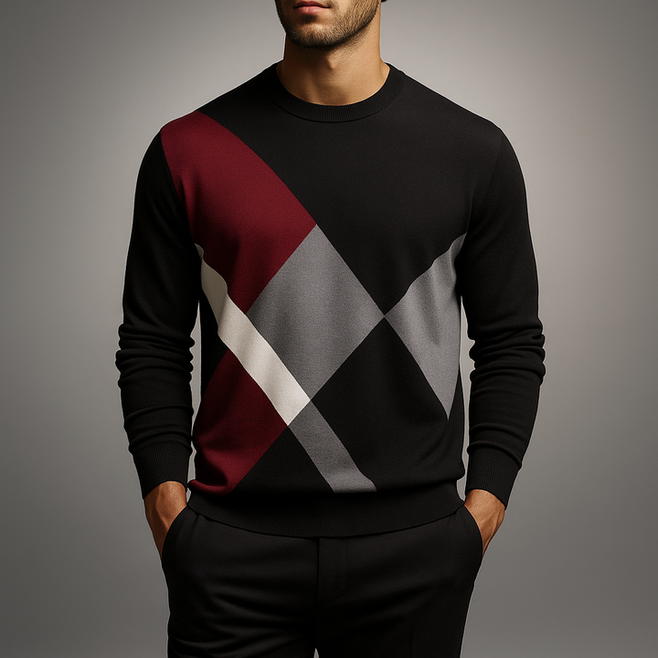 Herren Argyle-Strickpullover - Klassisches Rautenmuster mit leichtem Strick