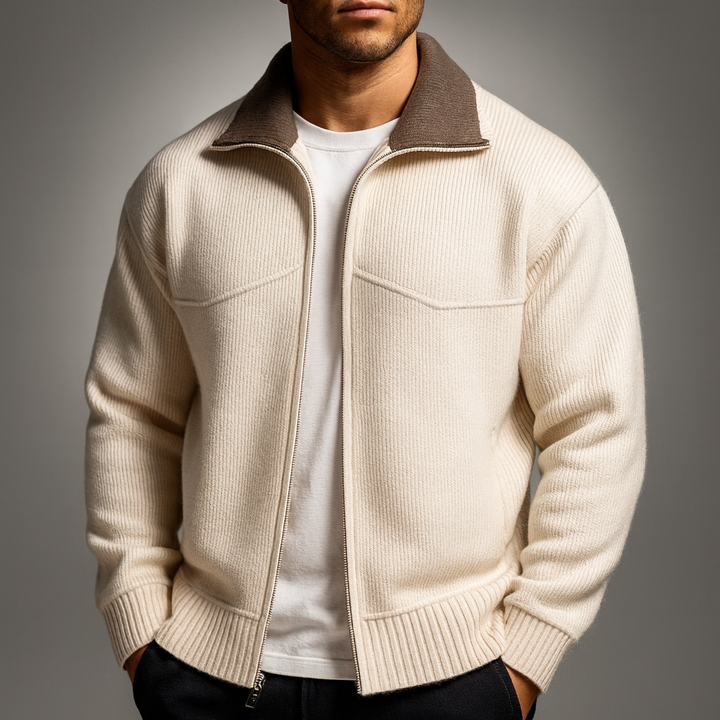 Herren Strick-Zip-Cardigan mit Stehkragen für Business und Freizeit