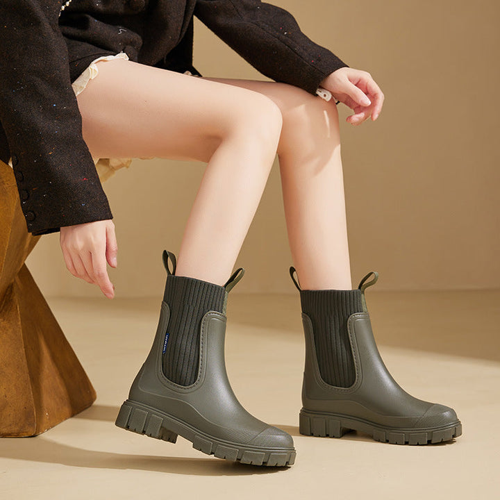 Wasserdichte Damen Regenstiefel mit rutschfester Sohle - Chelsea Boot Stil