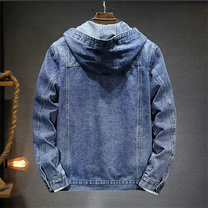 Herren Jeansjacke mit Kapuze - Robuster Denim-Hoodie für lässige Streetwear