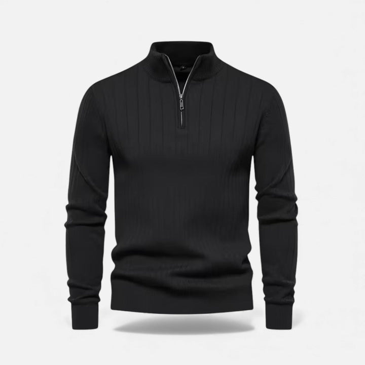 Warmer Minimalistischer Herren Strickpullover mit Reißverschluss