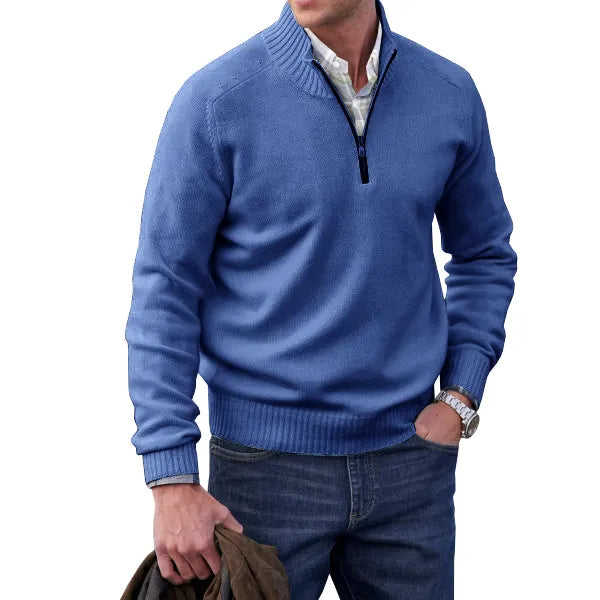 Herren Kaschmir Pullover mit Reißverschluss - Eleganter Strick-Pullover