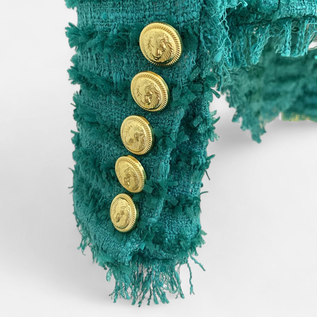 Eleganter Slim Fit Damen Tweed Blazer mit Quasten-Details