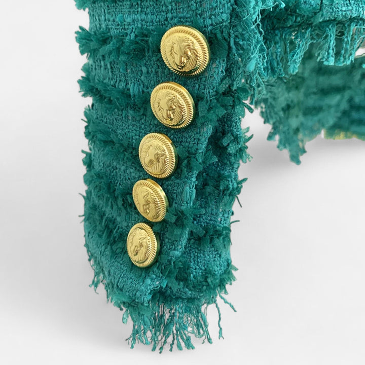 Eleganter Slim Fit Damen Tweed Blazer mit Quasten-Details