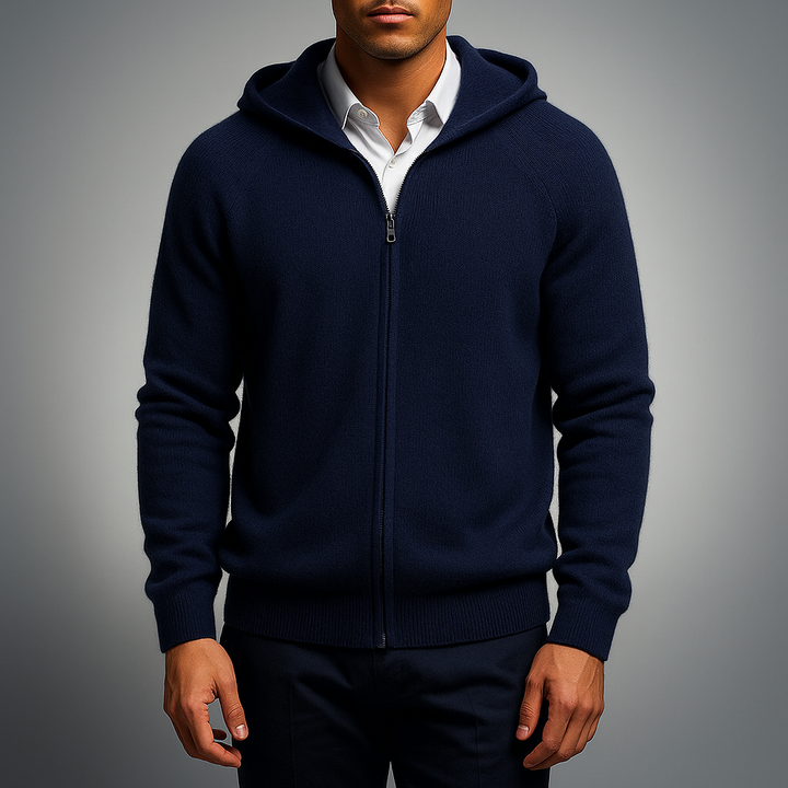 Herren Zip-Pullover mit Front-Reißverschluss - Eleganter Strickpullover für Business und Freizeit