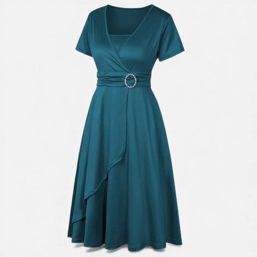 Elegantes Strass V-Ausschnitt Asymmetrisches Damen Abendkleid